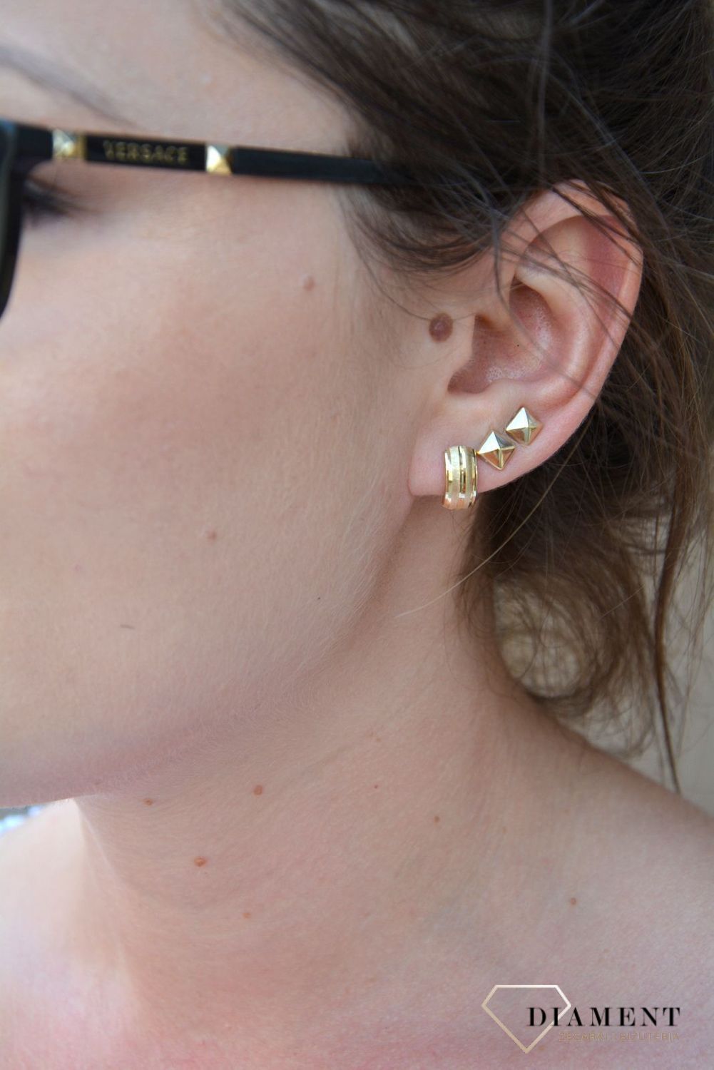 Złote kolczyki 585 matowa i błyszcząca powierzchnia KL 9790 585.jpg